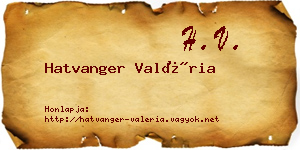 Hatvanger Valéria névjegykártya